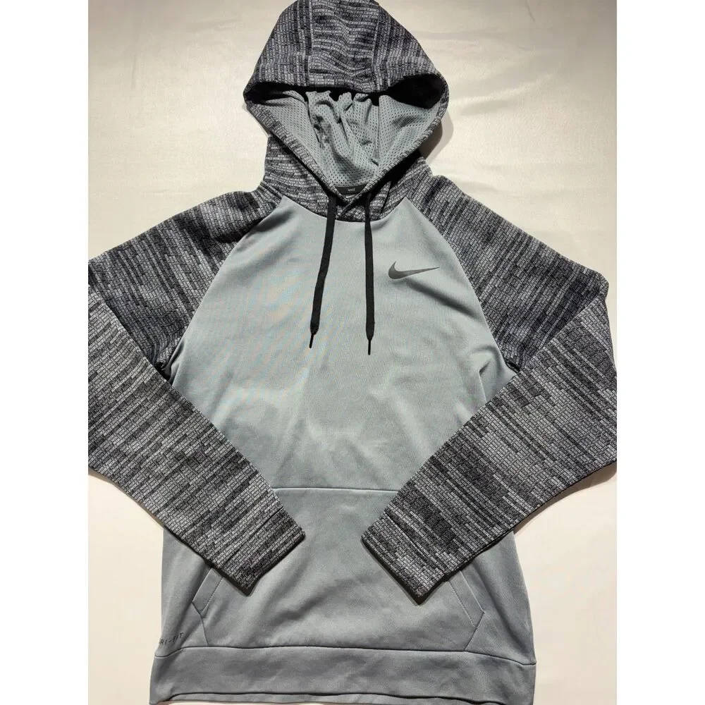 Nike Dri-FIT Gray Graphic Pullover Hoodie Men's Medium